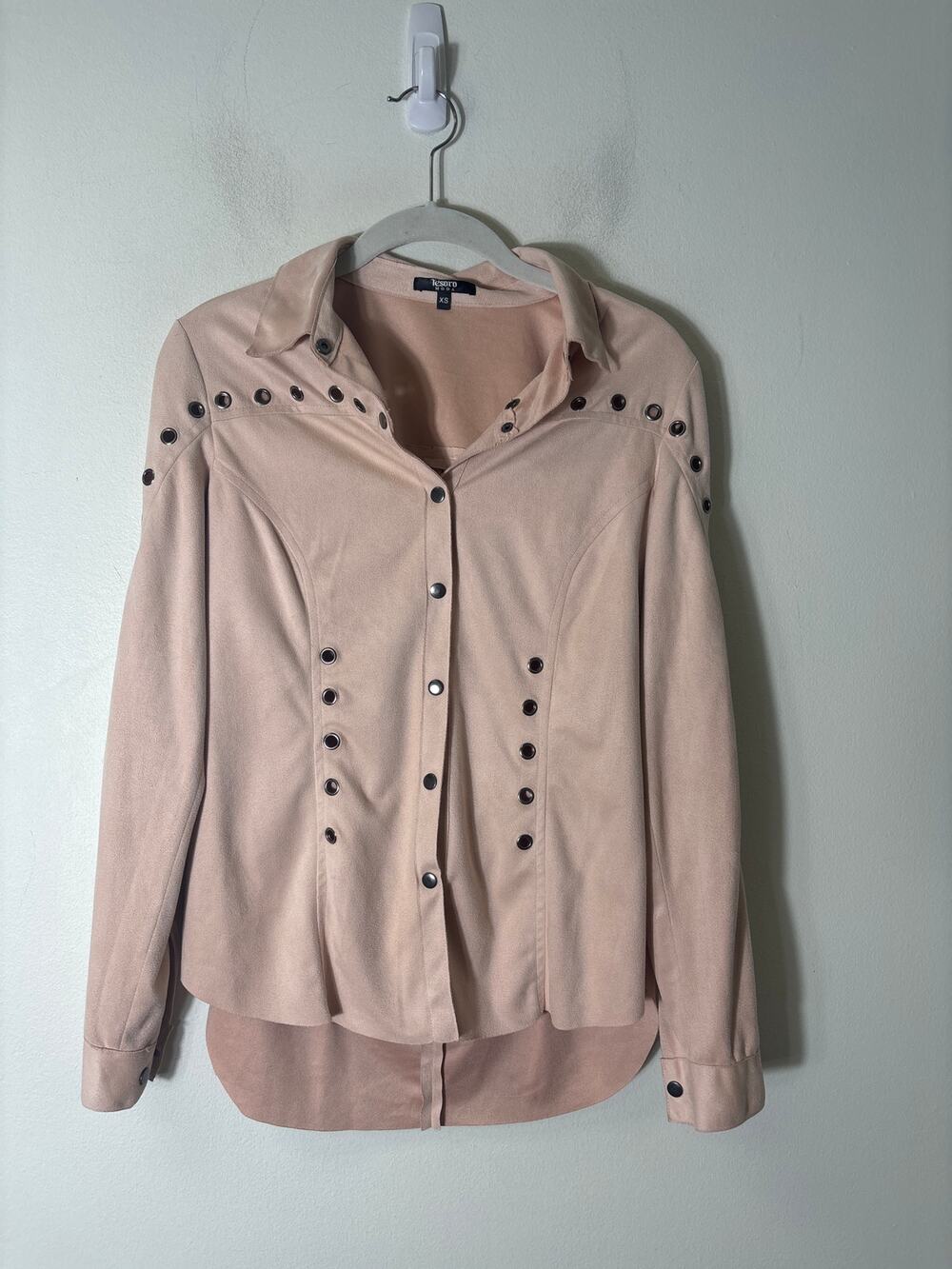 Tesoro Moda Pink Faux Suede Top/Pants Set Sz XS
